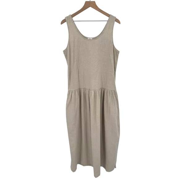 CP Shades Hand-Dyed Cotton Tank Midi Dress Natural Beige Size Medium - Picture 2 of 8